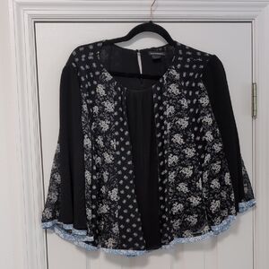 Club Monaco Black Floral Boho Top Medium